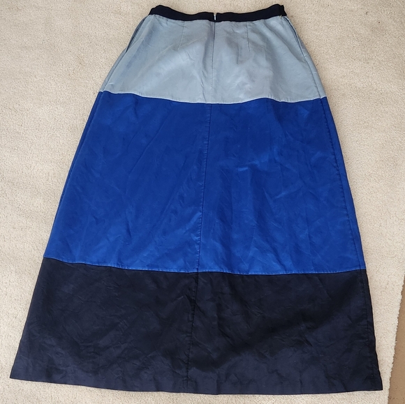 BODEN 100% silk colorblock maxi skirt black & blue long feminine classy US 10 - Picture 11 of 11